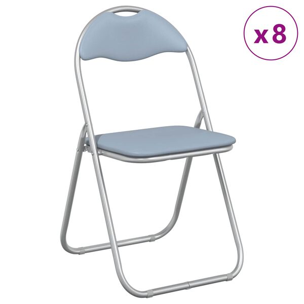 vidaXL Folding Chair 8 pcs Grey 48 x 43.5 x 81 cm Faux Leather