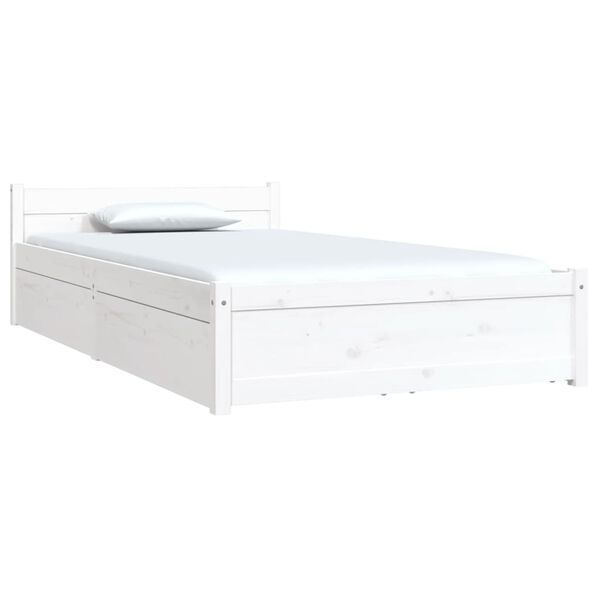 vidaXL Bed Frame without Mattress with Drawers White 100x200 cm (815035+814990)