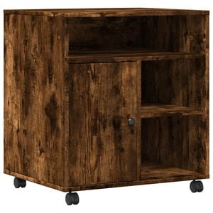 vidaXL Printer Stand with Wheels Smoked Oak 60x50x67 cm