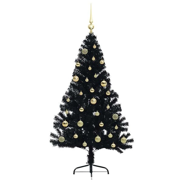 vidaXL Artificial Pre-lit Christmas Tree Black 150 cm PVC