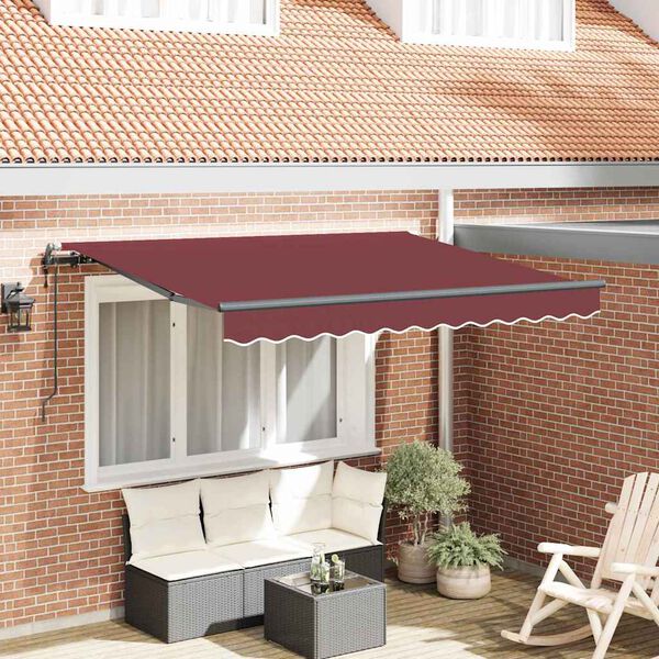 vidaXL Retractable Awning Burgundy 350 x 200 cm Fabric