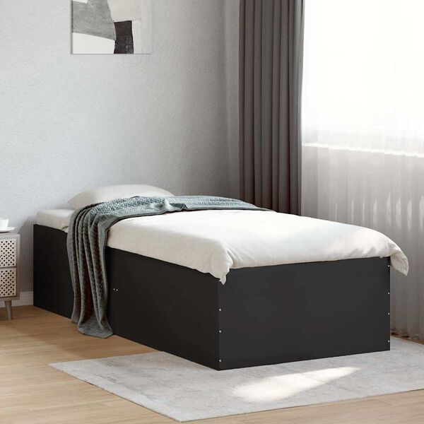 vidaXL Bed Frame without Mattress Black 75x190 cm Small Single