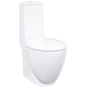 vidaXL Ceramic Toilet Back Water Flow White