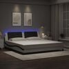 vidaXL Bed Frame with LED without Mattress "Zadar" White and Black 200x200 cm
