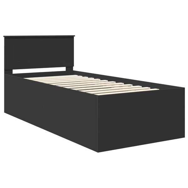 vidaXL Bed Frame with Headboard Black 90 x 200 cm Engineered Wood