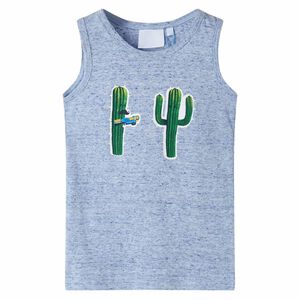 vidaXL Kids' Tank Top Blue Melange 104