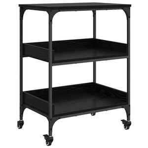 vidaXL Kitchen Trolley Black Oak 60 x 41 x 80.5 cm Engineered Wood