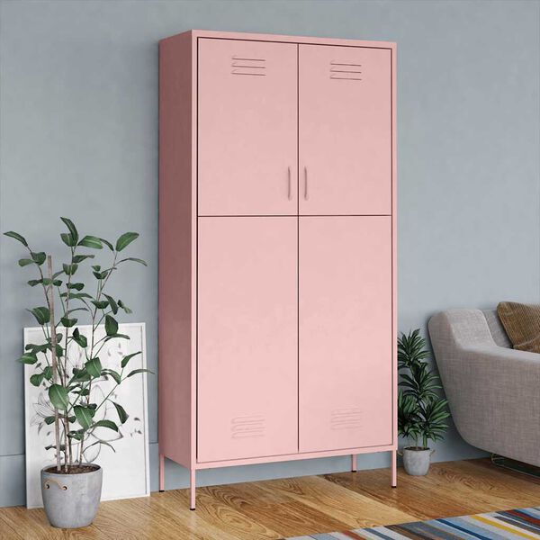 vidaXL Wardrobe Pink 90x50x180 cm Steel