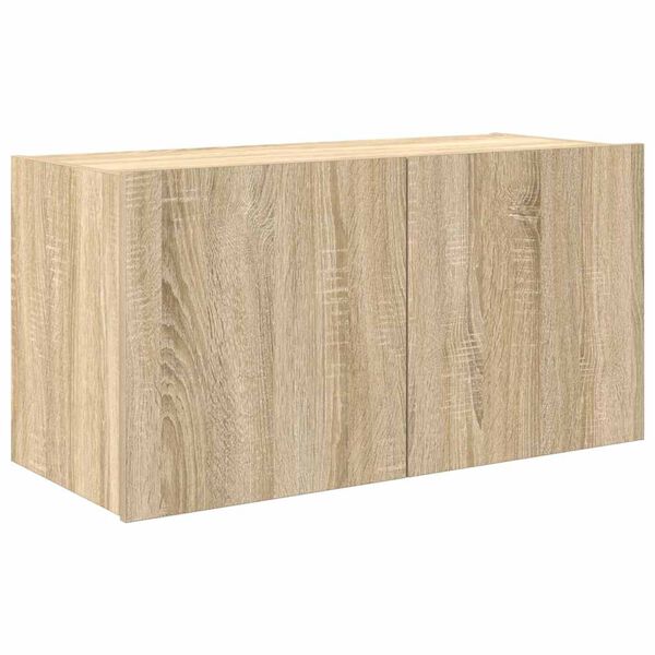 vidaXL TV Wall Cabinet with LED Lights Sonoma Oak 80x35x41 cm