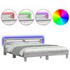 vidaXL Bed Frame with LED without Mattress Grey Sonoma 180x200 cm Super King