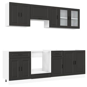 vidaXL 8 Piece Kitchen Cabinet Set Porto Black Engineered Wood