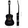vidaXL Classical Guitar for Beginner with Bag Black 3/4 36"