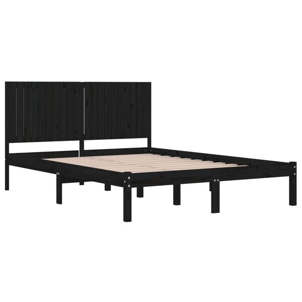 vidaXL Bed Frame without Mattress Black 200x200 cm Solid Wood Pine