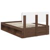 vidaXL Bed Frame with Headboard Brown Oak 120 x 200 cm Solid Pine Wood