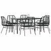vidaXL 7 Piece Garden Dining Set Black Poly Rattan Glass