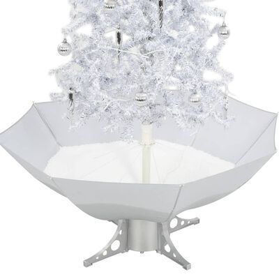vidaXL Snowing Christmas Tree with Umbrella Base White 170 cm