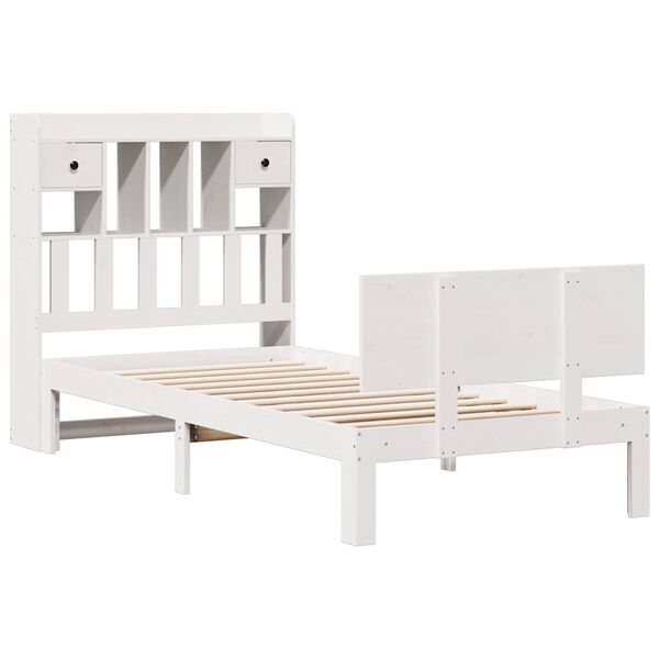 vidaXL Bookcase Bed without Mattress White 75x190cm Solid Wood Pine