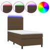 vidaXL Box Spring Bed with Mattress&LED Dark Brown 90x190 cm Fabric