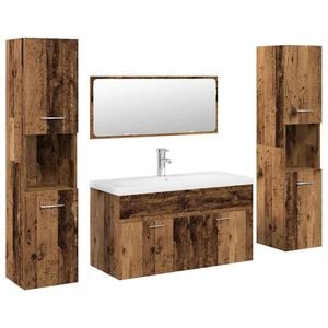 vidaXL 5 Piece Bathroom Furniture Set Old Wood Engineered Wood