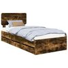 vidaXL Bed Frame with Drawer Smoked Oak 90 x 200 cm Engineered Wood