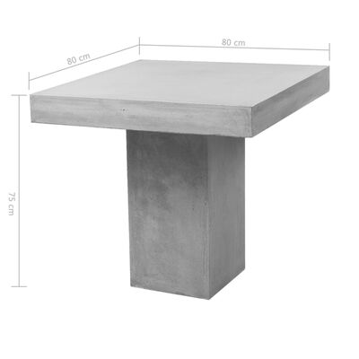vidaXL Garden Table Grey 80x80x75 cm Concrete