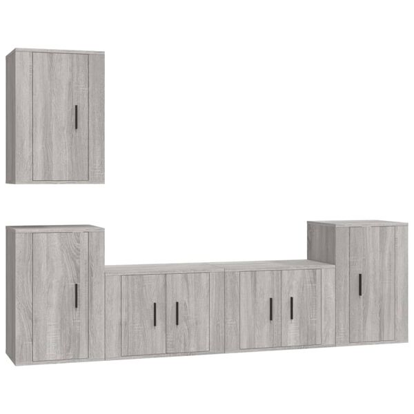 vidaXL 5 Piece TV Cabinet Set Grey Sonoma Engineered Wood