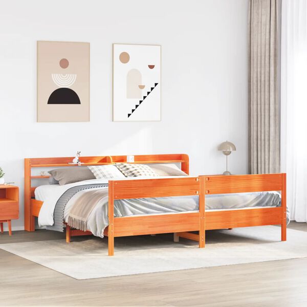 vidaXL Bed Frame without Mattress Wax Brown 180x200 cm Super King Solid Wood Pine