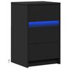 vidaXL Bedside Cabinet with LED Lights Black Engineered Wood