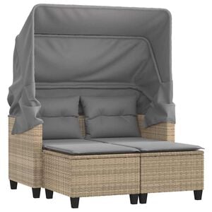 vidaXL Garden Sofa | Beige | PE Rattan | 2-seater | Removable Covers