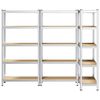 vidaXL 5-Layer Storage Shelves 3 pcs Silver Steel&Engineered Wood