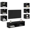 vidaXL TV Cabinet with LED Strip Lights 8 pcs Black Oak Glass