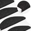 vidaXL Stair Mats Self-adhesive 15 pcs 56x17x3 cm Black