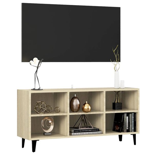 vidaXL TV Cabinet with Metal Legs Sonoma Oak 103.5x30x50 cm