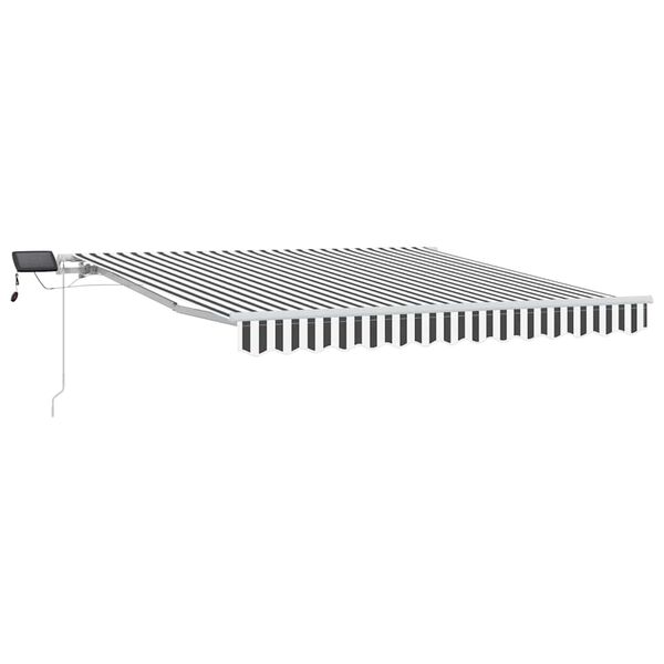 vidaXL Manual Retractable Awning with LED Anthracite&White 300x250 cm