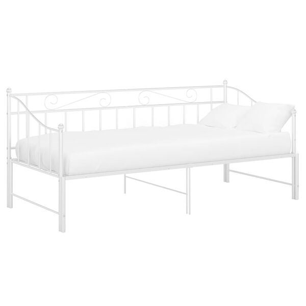 vidaXL Pull-out Sofa Bed Frame without Mattress White Metal 90x200 cm