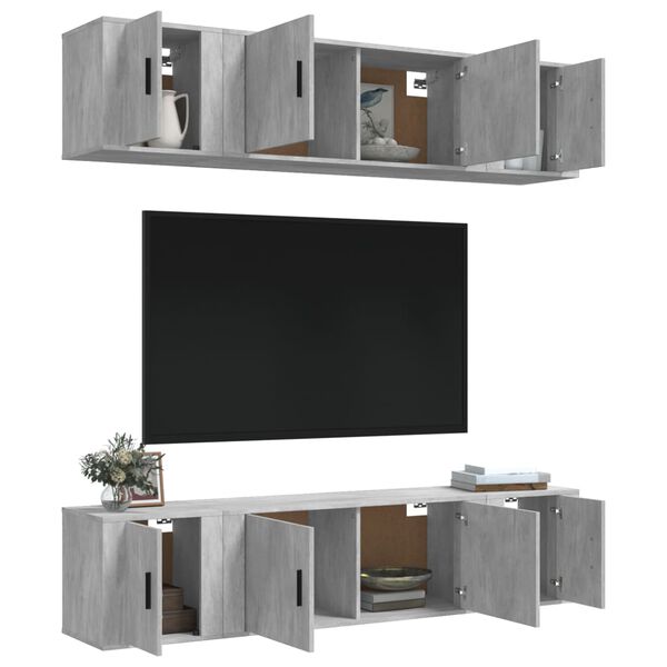 vidaXL 6 Piece TV Cabinet Set Concrete Grey Engineered Wood