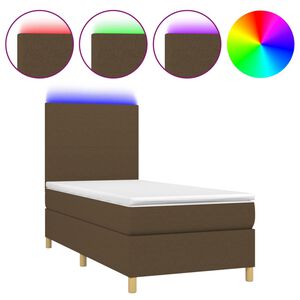 vidaXL Box Spring Bed with Mattress&LED Dark Brown 80x200 cm Fabric