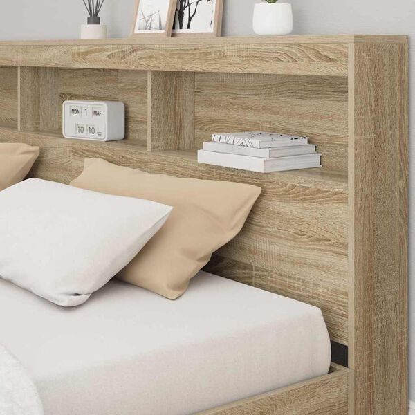 vidaXL Bookcase Bed with Shelf Sonoma oak 180 x 200 cm Engineered wood
