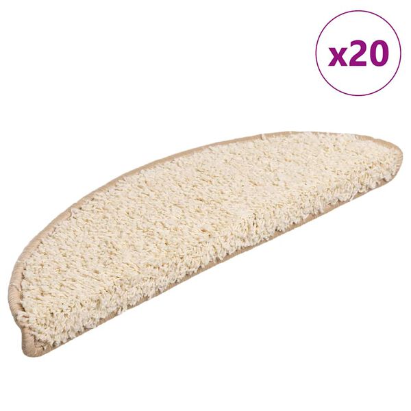 vidaXL Stair Mats 20 pcs 56x17x3 cm Cream Half Round