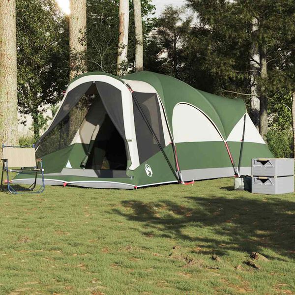 vidaXL Family Tent Tunnel 8-Person Green Waterproof