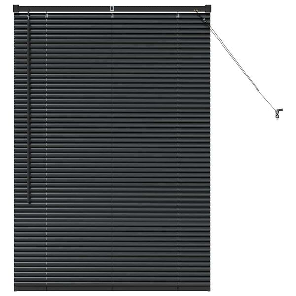 vidaXL Window Blind with Curtains Manual Black Aluminium