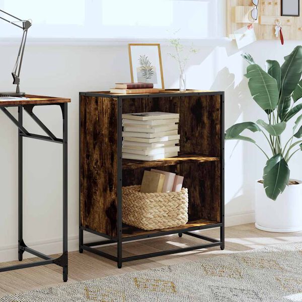 vidaXL Book Cabinet Smoked Oak 60x35x76 cm Engineered Wood