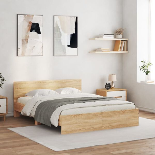 vidaXL Bed Frame without Mattress Sonoma Oak 140x190 cm