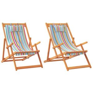 vidaXL Folding Chairs 2 pcs Multicolour Fabric