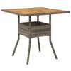 vidaXL Garden Table with Acacia Wood Top Grey 80x80x75 cm Poly Rattan