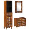 vidaXL Bathroom Furniture Set with Shelf 3 pcs Walnut Solid Mango Wood