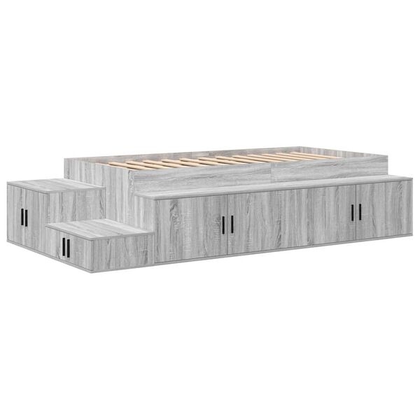 vidaXL Storage Bed Frame with Drawer Grey sonoma 234 x 103 x 53.5 cm