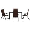 vidaXL Garden Dining Set Height-Adjustable 5 pcs Brown Poly rattan