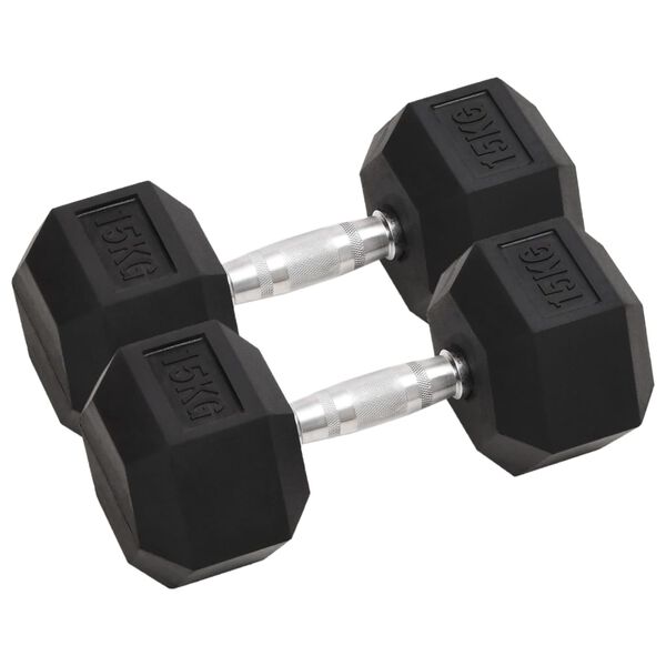 vidaXL Dumbbells 2 pcs 30 kg Total Cast Iron