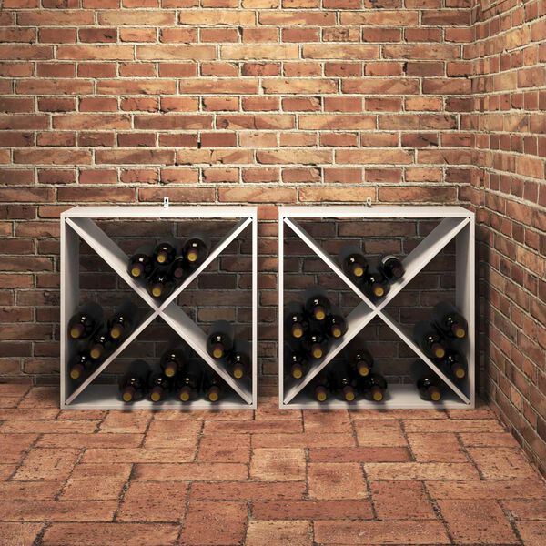 vidaXL Wine Rack 2 pcs White 62 x 25 x 62 cm Solid Pine Wood
